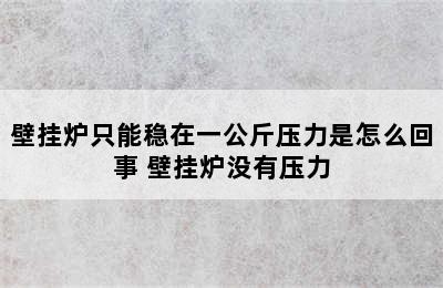 壁挂炉只能稳在一公斤压力是怎么回事 壁挂炉没有压力